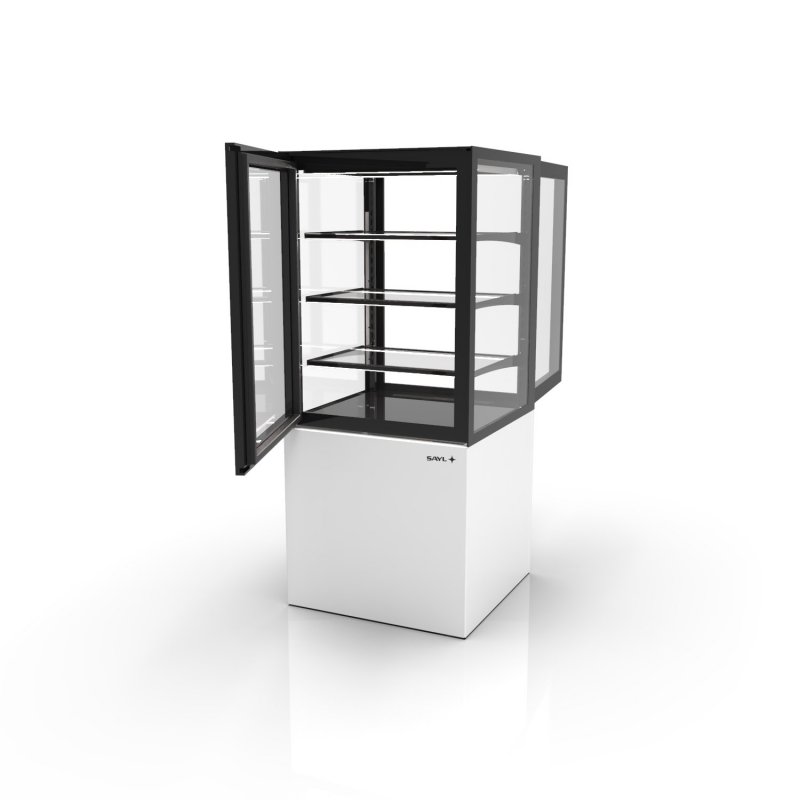 Vitrina neutra Integra IN60/80-140NA blanca con estantes de cristal e y luz para productos sin refrigeración