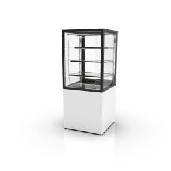 Vitrina neutra Integra IN60/80-140NG blanca con estantes de cristal e y luz para productos sin refrigeración