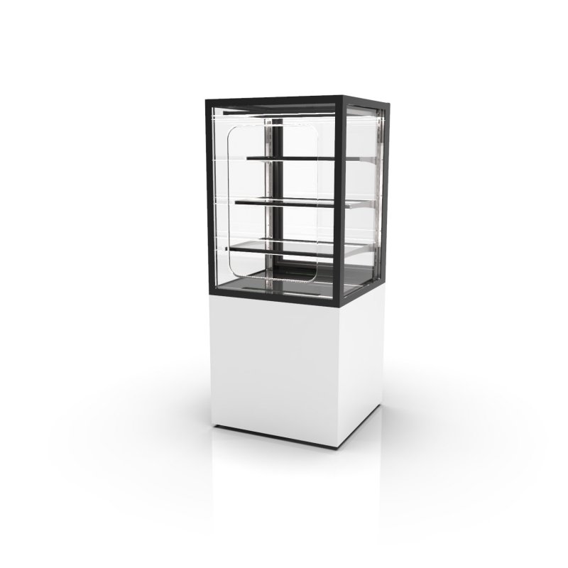 Vitrina neutra Integra IN60/80-140NG blanca con estantes de cristal e y luz para productos sin refrigeración