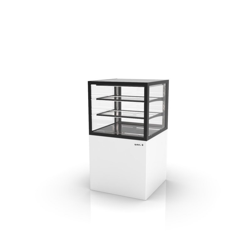 Vitrina neutra Integra IN60/50-110N blanca con estantes de cristal y luz LED para productos sin refrigeración