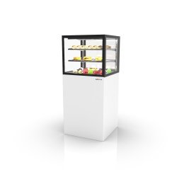 Vitrina refrigerada profesional Integra IN60/50-140 negra con 2 estantes de cristal, luz LED y puertas correderas