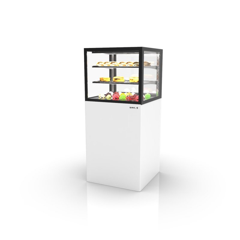 Vitrina refrigerada profesional Integra IN60/50-140 negra con 2 estantes de cristal, luz LED y puertas correderas
