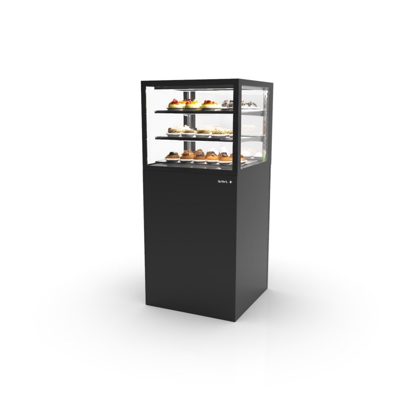 Vitrina refrigerada profesional Integra IN60/50-140 -B- negra con 2 estantes de cristal, luz LED y puertas correderas