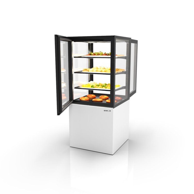 Vitrina caliente profesional Integra IN60/80-140CA blanca con calor seco, LED y 3 estantes de cristal