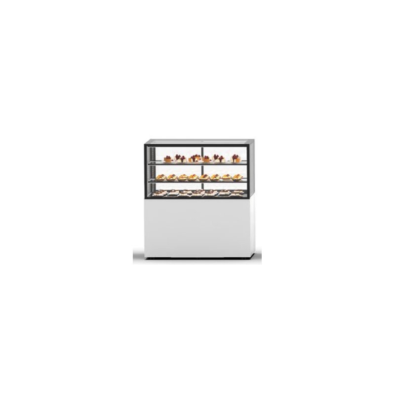 Vitrina neutra profesional IN100/50-110NG blanca con 2 estantes de cristal, LED y diseño compacto sin tornillería visible