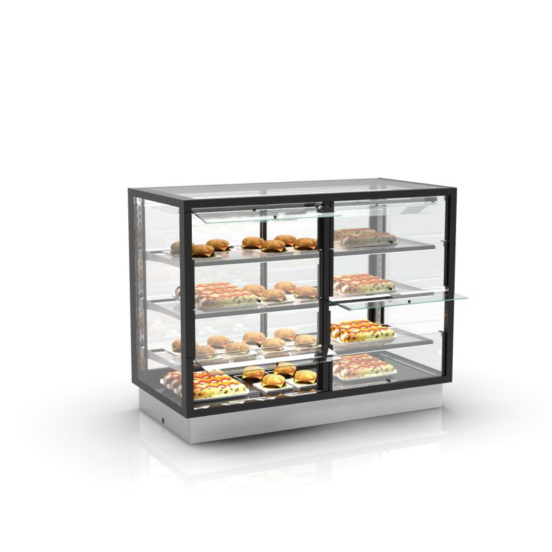 Vitrina Drop-In calor seco DP120-80CS blanca con triple estante y cristal templado de alta visibilidad
