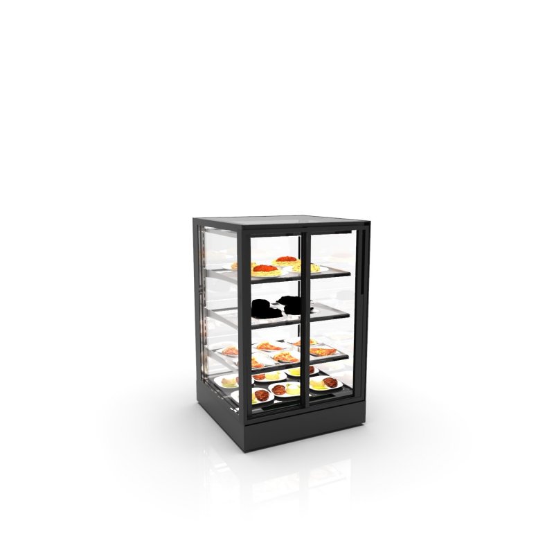 Vitrina refrigerada IN60-90RA-B negra con grupo remoto, LED y estantes regulables profesionales