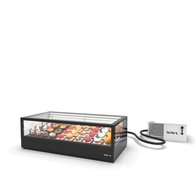Vitrina refrigerada IN120-40R -B- negra con grupo remoto, LED, estantes regulables y control táctil profesional