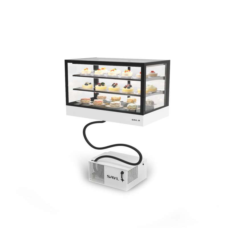 Vitrina refrigerada IN100-60R blanca con grupo remoto, LED, 2 estantes regulables y control táctil profesional