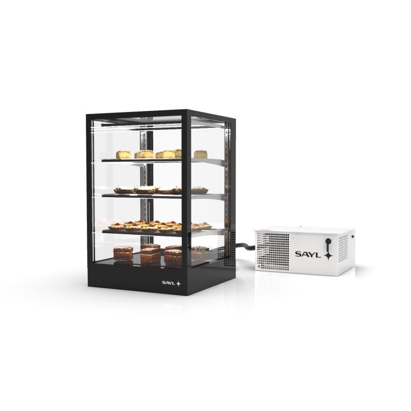 Vitrina refrigerada IN60-90R -B- negra con grupo remoto, LED, 3 estantes regulables y control táctil profesional