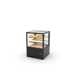 Vitrina sobremostrador IN60-85 -B- negra con frío ventilado, puertas traseras y control táctil profesional