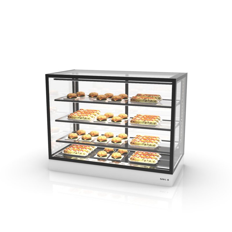 Vitrina sobremostrador IN120-90C blanca con calor seco y 3 estantes regulables para uso profesional