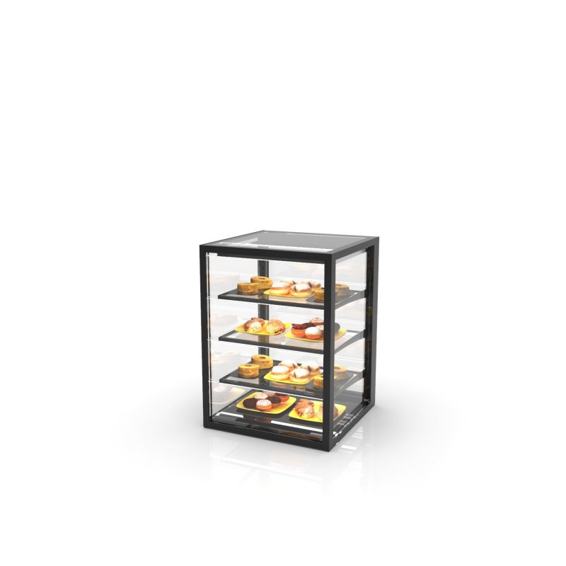 Vitrina neutra sobremostrador IN60-80N blanca con 3 estantes regulables y doble iluminación LED profesional