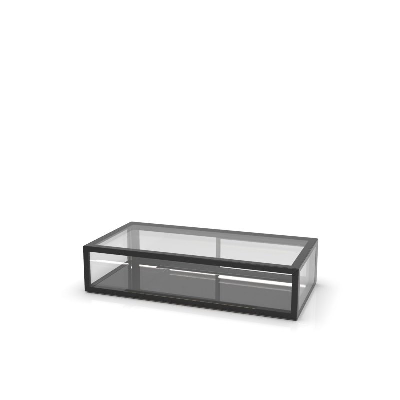 Vitrina sobremostrador neutra IN120-20N blanca con 3 estantes regulables y doble iluminación LED
