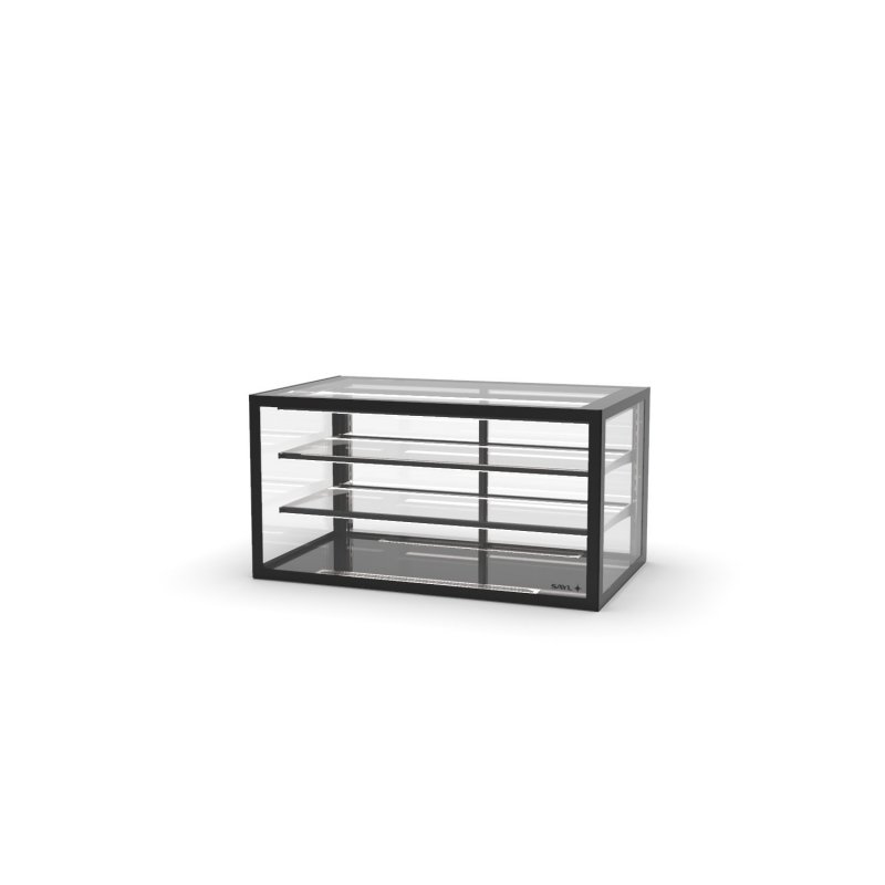 Vitrina sobremostrador neutra IN100-50N blanca con 2 estantes regulables y doble iluminación LED