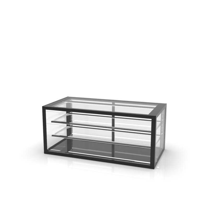 Vitrina sobremostrador neutra IN120-50N blanca con 2 estantes regulables y doble iluminación LED
