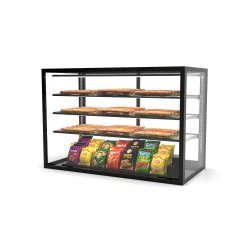 Vitrina sobremostrador neutra IN120-80N blanca con 3 estantes regulables y doble iluminación LED