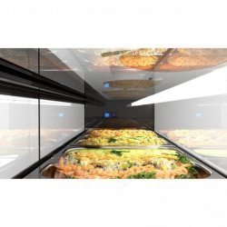 Vitrina caliente sobremostrador negra Sahara Tapas CLO6SL, calor seco, 6 GN 1/3, cristal templado