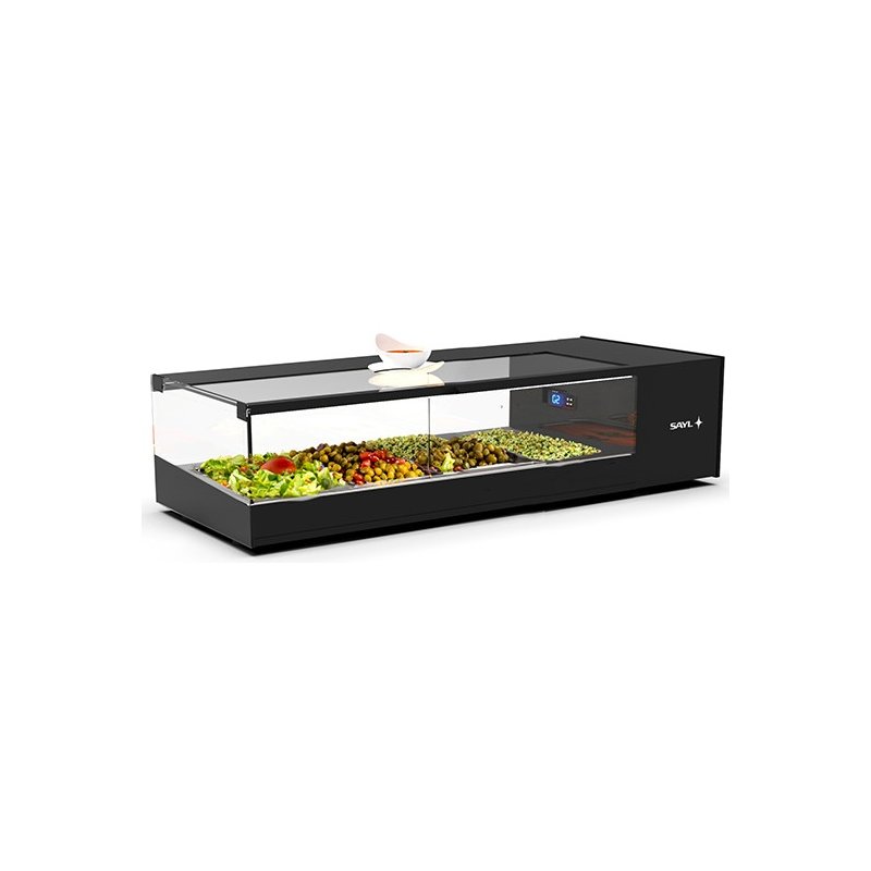 Vitrina tapas refrigerada negra VTLG4 Logic Tapas con 4 bandejas GN 1/3 y puertas correderas