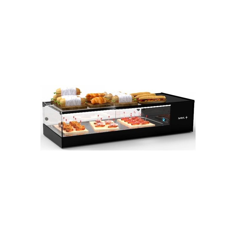 Vitrina tapas refrigerada negra VTLG4P Logic Tapas con cuba plana y 4 bandejas GN 1/3
