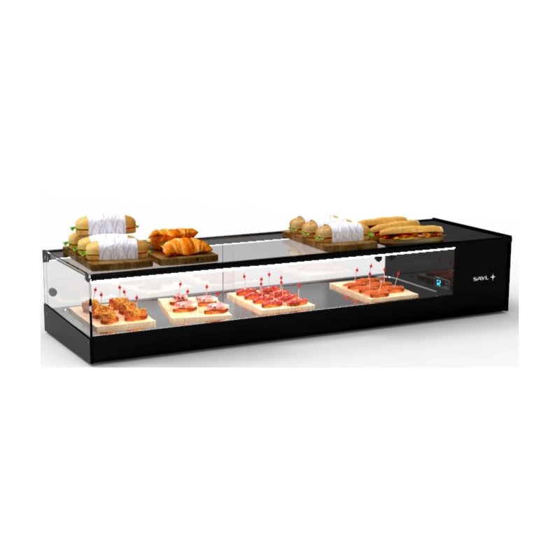 Vitrina refrigerada sobremostrador negra Logic Tapas VTLG6P para 6 bandejas GN 1/3