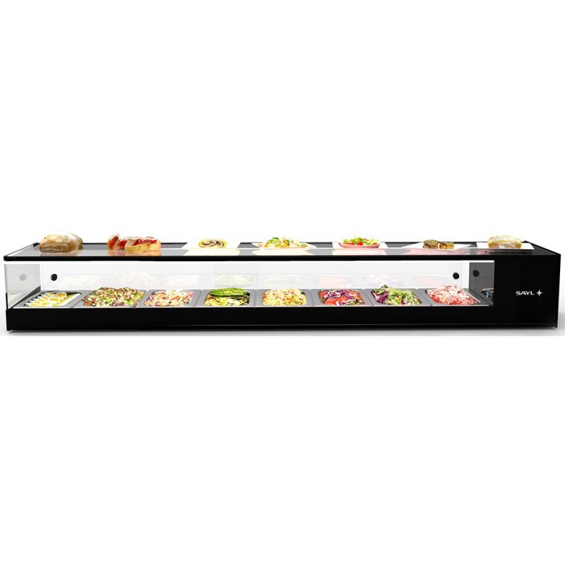 Vitrina refrigerada sobremostrador negra Logic Tapas VTLG8 para 8 bandejas GN 1/3