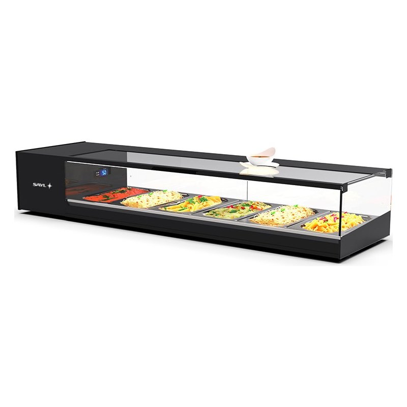 Vitrina refrigerada sobremostrador negra Logic Tapas VTLG6-I para 6 bandejas GN 1/3