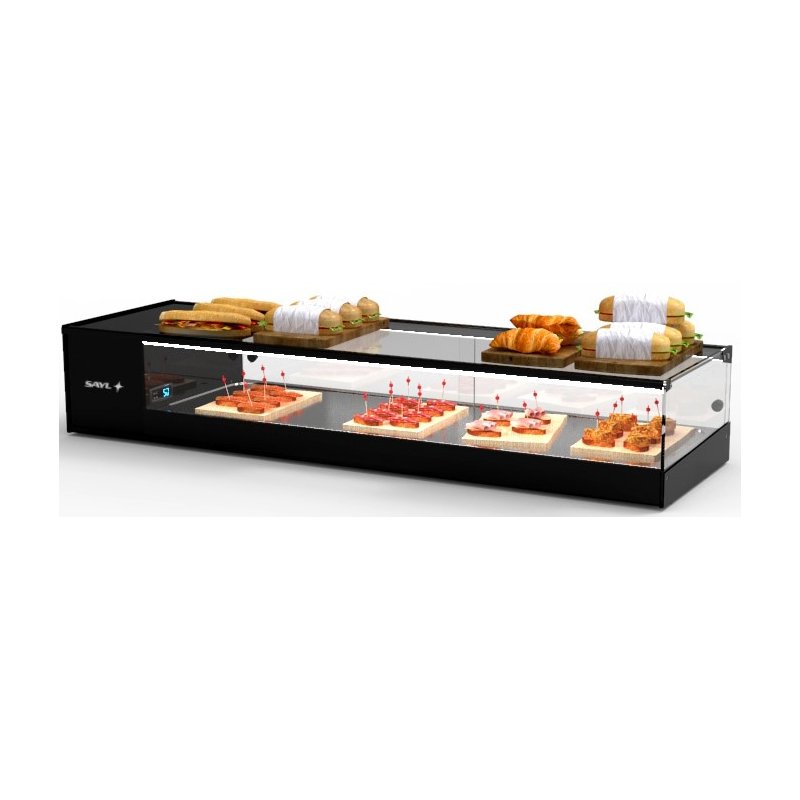 Vitrina refrigerada sobremostrador negra Logic Tapas VTLG6P-I para 6 bandejas GN 1/3