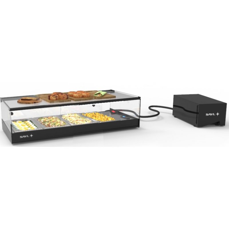 Vitrina refrigerada sobremostrador negra Logic Tapas VTLG4GR | grupo remoto para 4 bandejas GN 1/3