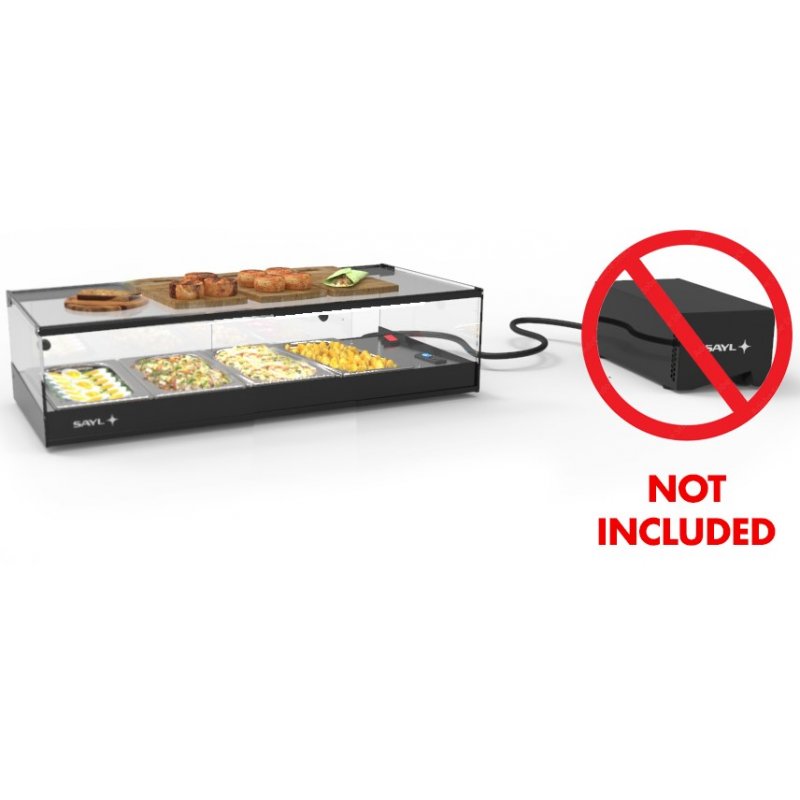 Vitrina sobremostrador negra Logic Tapas VTLG4GRZ sin grupo, 4 GN 1/3, con cuba embutida profesional