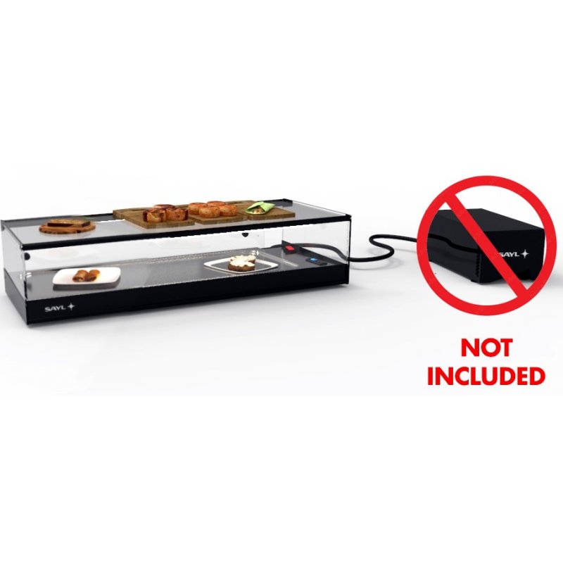 Vitrina sobremostrador negra Logic Tapas VTLG4GRPZ sin grupo, 4 GN 1/3, con cuba plana profesional