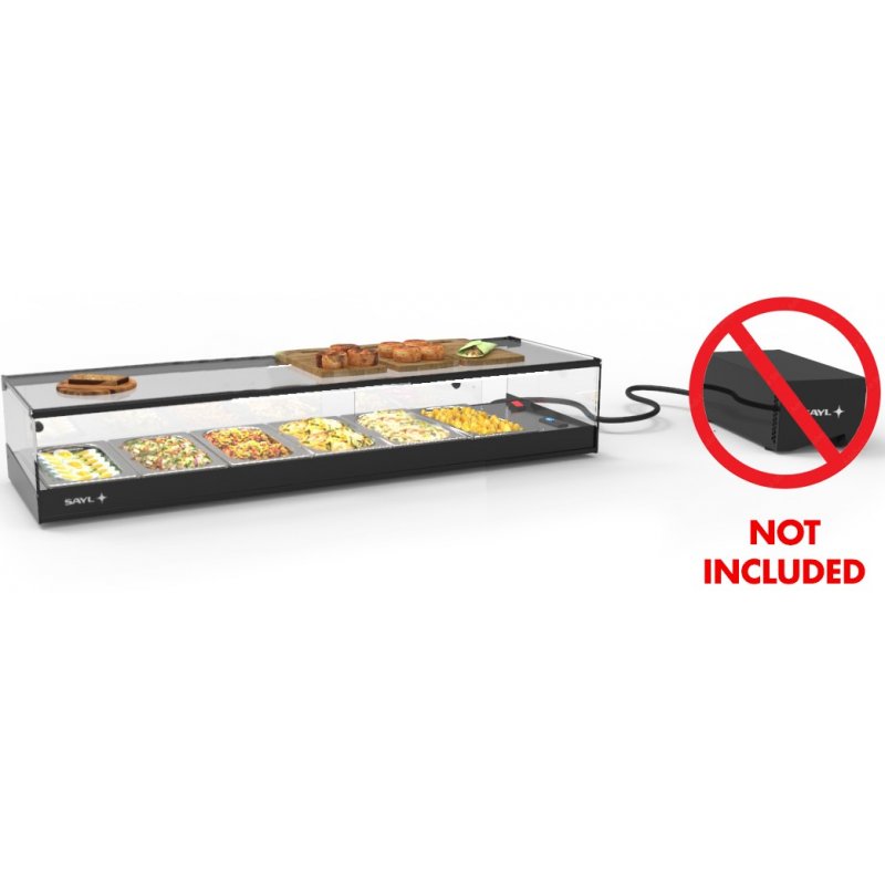 Vitrina sobremostrador negra Logic Tapas VTLG6GRZ sin grupo, 6 GN 1/3, con cuba embutida