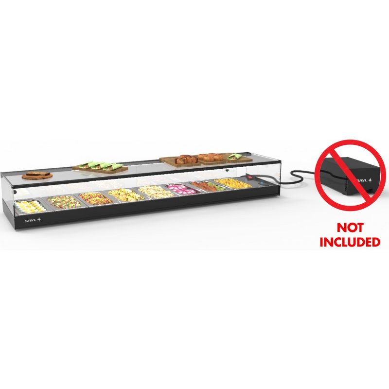 Vitrina sobremostrador negra Logic Tapas VTLG8GRZ sin grupo, 8 GN 1/3, con cuba embutida