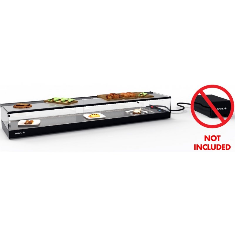 Vitrina sobremostrador negra Logic Tapas VTLG8GRPZ sin grupo, 8 GN 1/3, con cuba plana