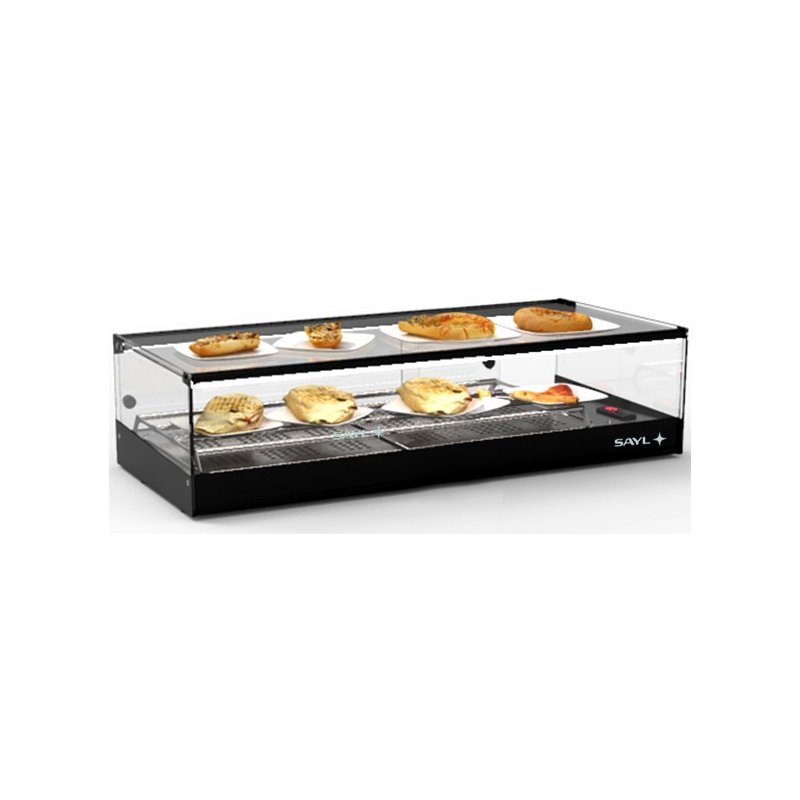 Vitrina caliente sobremostrador negra Sahara Tapas CLO4SL, calor seco, 4 GN 1/3, con cristal templado