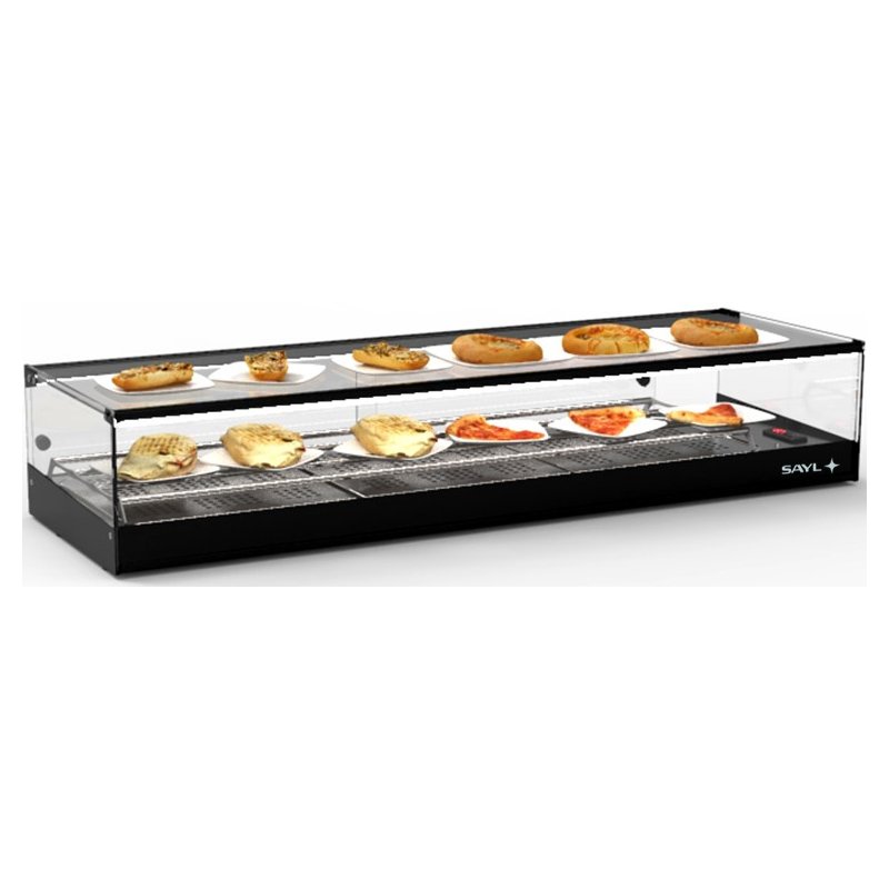 Vitrina caliente sobremostrador negra Sahara Tapas CLO6SL, calor seco, 6 GN 1/3, cristal templado