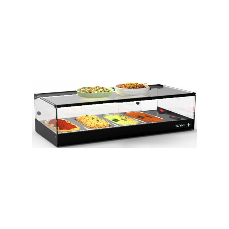 Vitrina caliente negra Tapas Baño María CLO4BL, 4 GN 1/3, 80°C