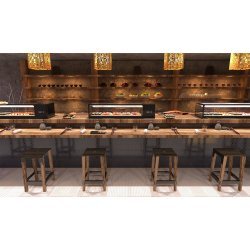 Vitrina refrigerada para sushi Logic Sushi VTLG6SGZ negra con grupo remoto y puertas correderas traseras