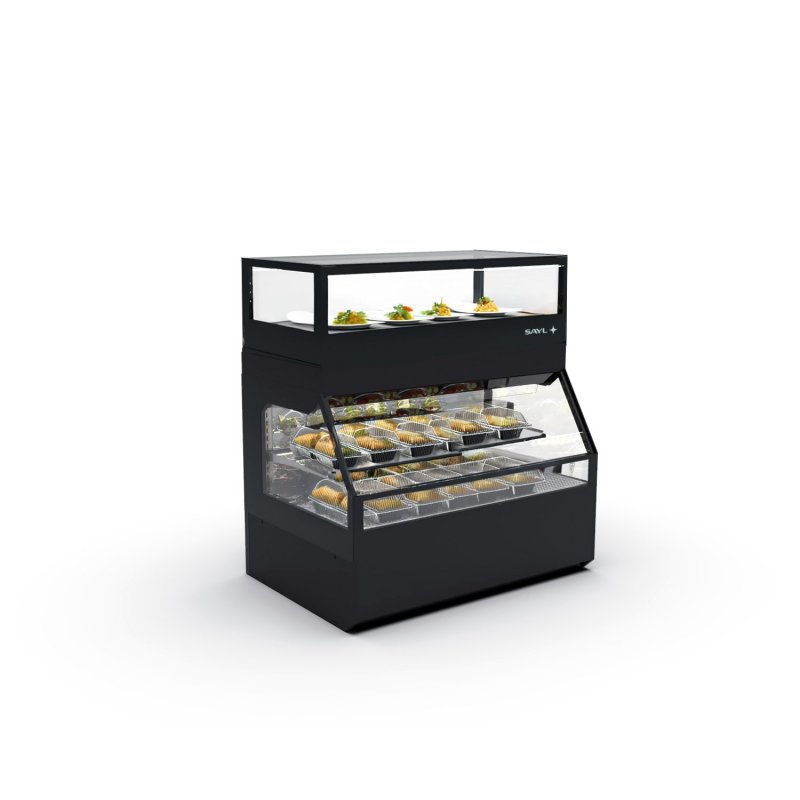 Vitrina modular Combi COC2C de calor seco con puertas ciega inferior y correderas superiores