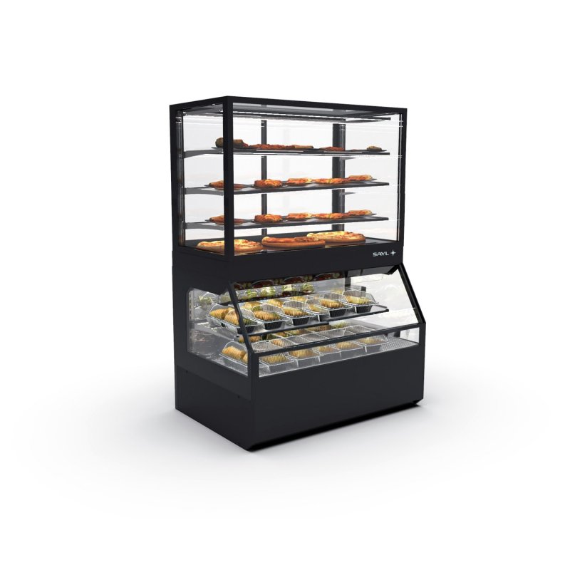 Vitrina modular Combi COC8C de calor seco con 4 estantes y puertas ciega inferior + correderas superiores