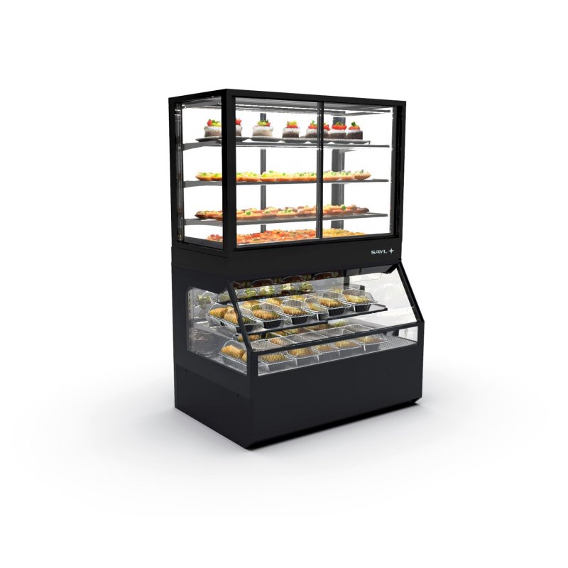 Vitrina modular Combi COC8AF con calor seco y refrigeración ventilada, 4 estantes y puertas ciega inferior + correderas