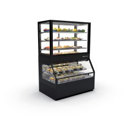 Vitrina modular Combi COC8N con calor seco Sahara y zona neutra, 4 estantes LED y puertas ciega inferior + correderas