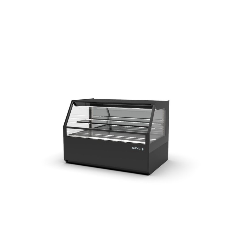 Vitrina Integra Neutra negra con 1 estante regulable, iluminación LED doble y puertas correderas traseras