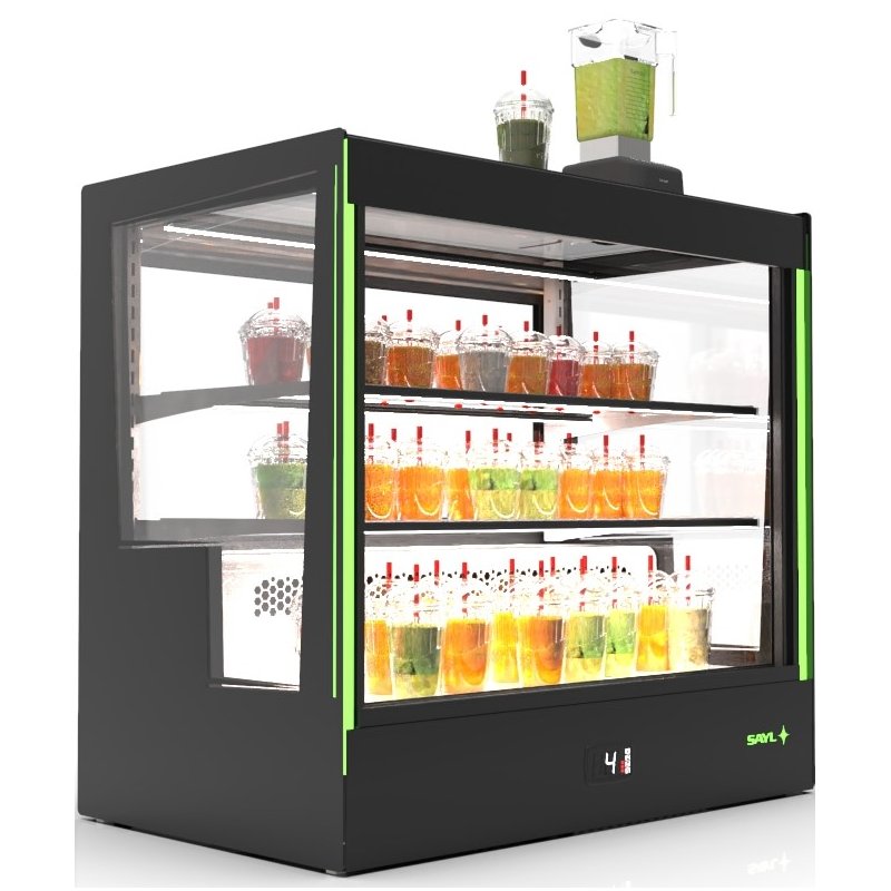 Vitrina refrigerada profesional Sayl CPAK-RAC para vinos, pastelería y bebidas con puertas correderas y estantes LED