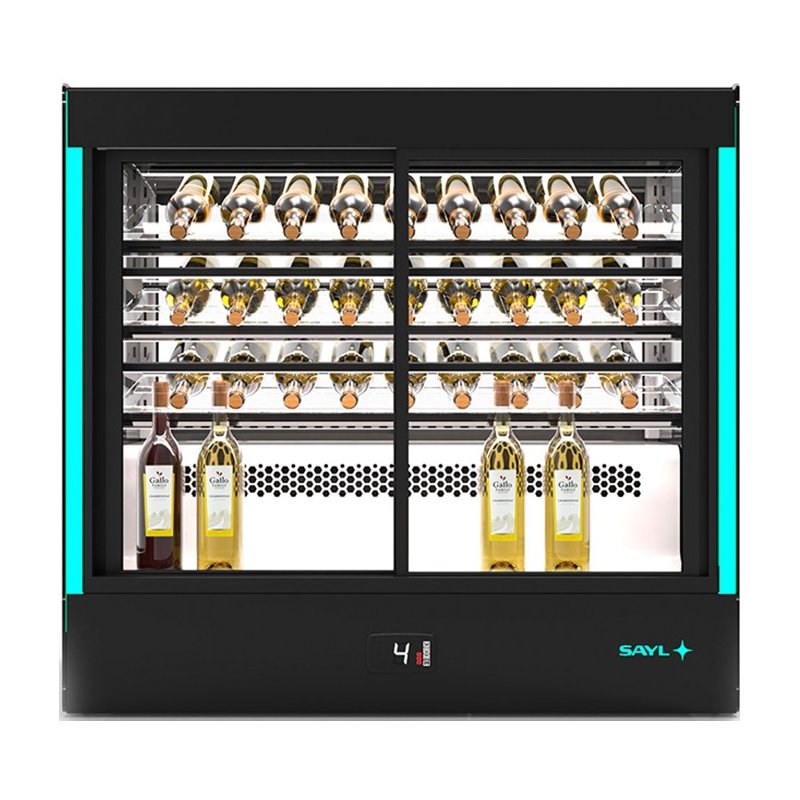 Vitrina refrigerada profesional Sayl CPAK-RAA-W para vinos, pastelería y bebidas con estantes LED y acceso doble