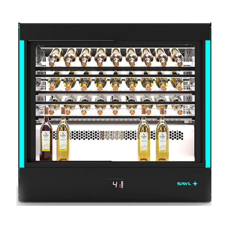 Vitrina refrigerada Sayl Compak CPAK-RAC-W con puertas correderas y 2 estantes LED para vinos y hostelería
