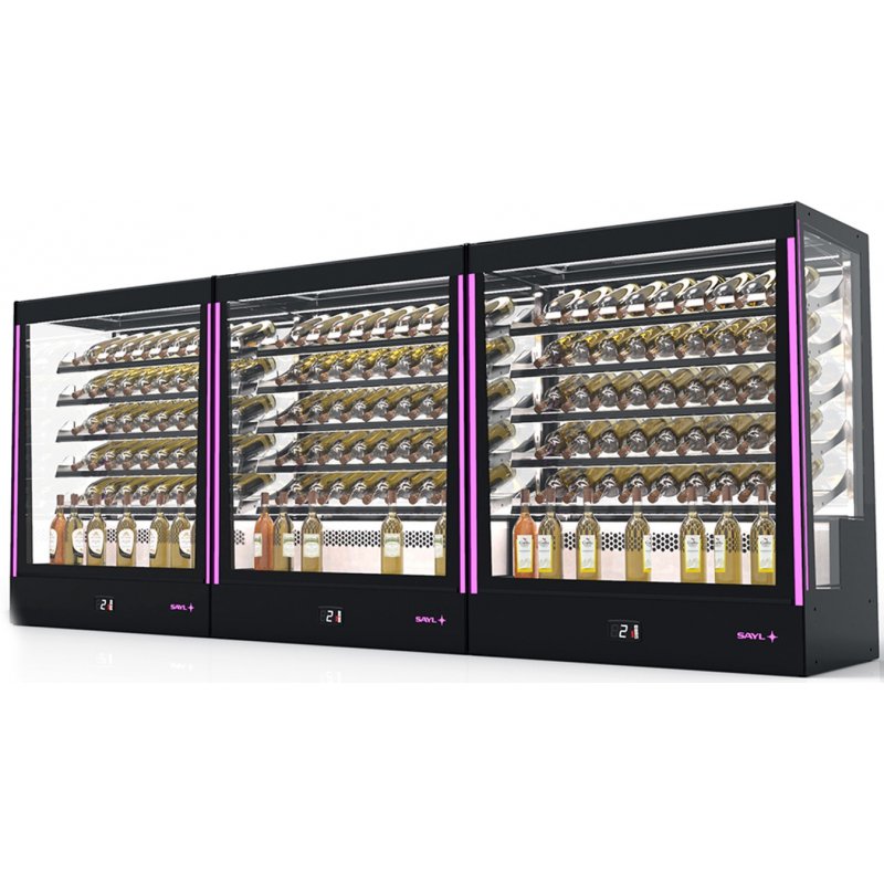 Vitrina refrigerada Sayl Pak PAK-RAC-W con puertas correderas y 3 estantes LED para vinos y hostelería profesional