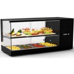 Vitrina sobremostrador refrigerada Sayl Logic Triple VTLG24-1 con estantes LED y base refrigerada para tapas y hostelería