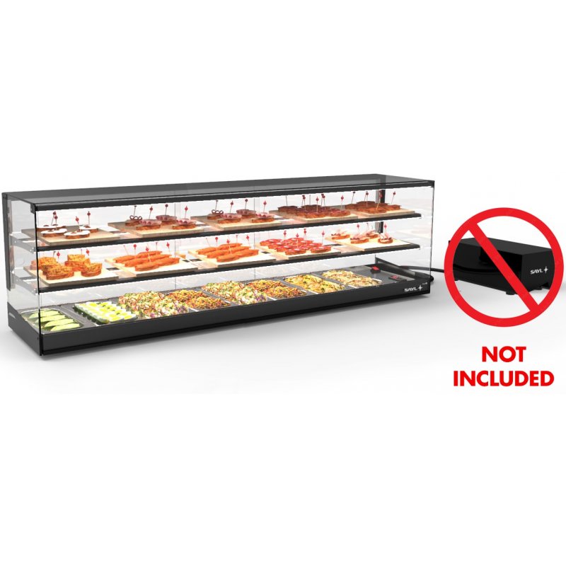 Vitrina refrigerada sobremostrador Logic Triple VTLG28GRZ-2 de 3 niveles con grupo remoto y puertas correderas