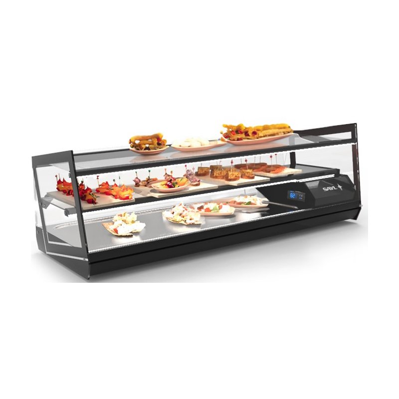 Vitrina sobremostrador Kube VCKB4P con control electrónico y triple exposición para productos frescos